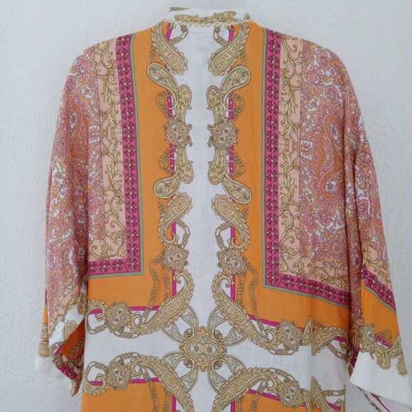 Magaschoni | Kimono Paisley Scarf Print 100% Linen NWT Size Medium - Picture 6 of 11